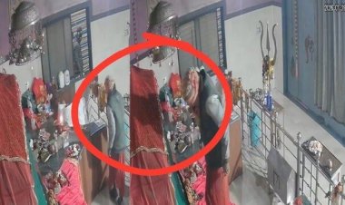 माता को प्रणाम कर की 16 लाख की चोरी: खिड़की से मंदिर में घुसा चोर, छत्र, नथनी, हार सहित 4 किलो चांदी उड़ाई