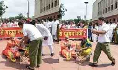 राहुल गांधी ने चढ़ाया चंदा, पप्पू यादव बने पुजारी; संसद परिसर में 'चंदा चोरी' पर विपक्ष का नाटकीय प्रदर्शन